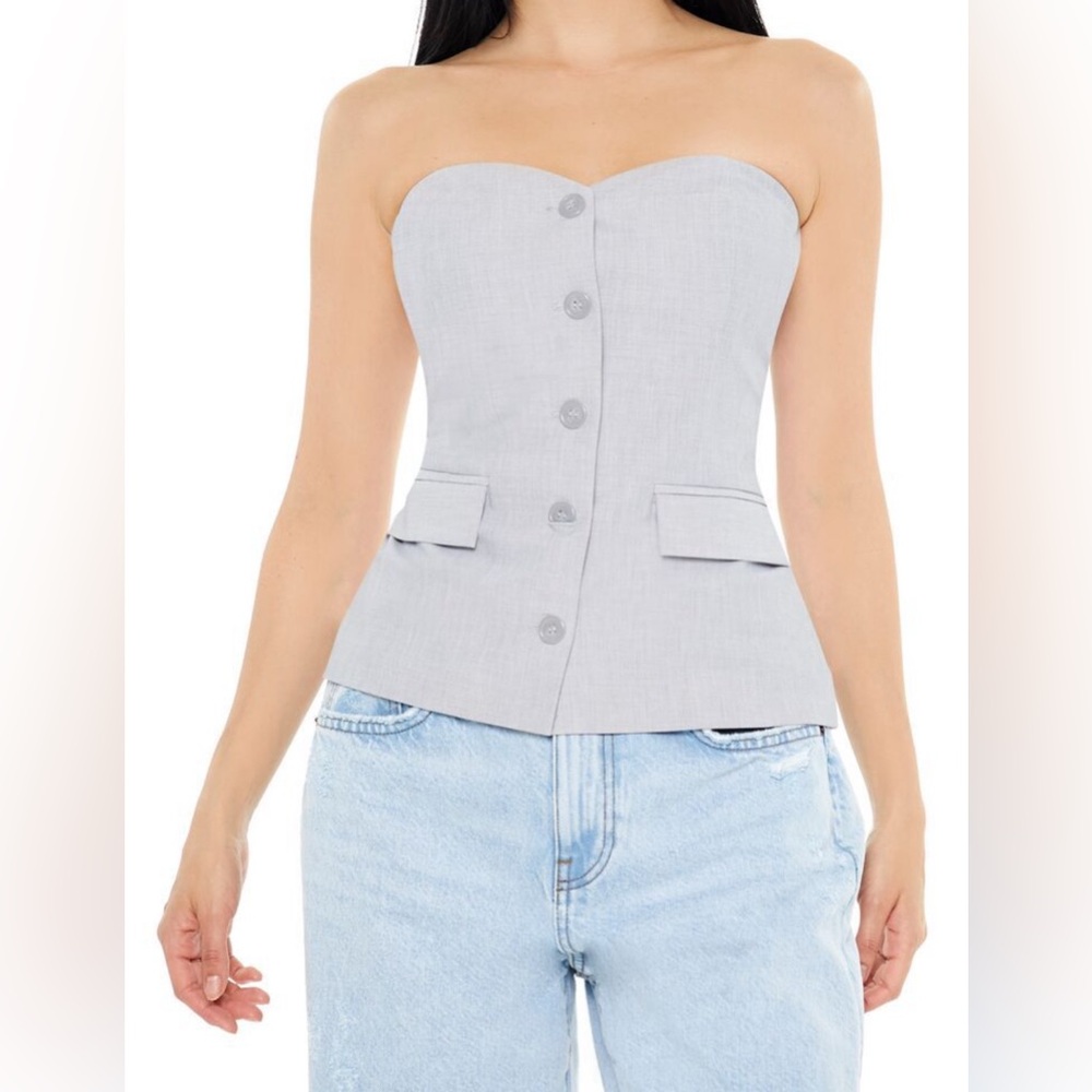 Forever 21 Light Gray Strapless Top